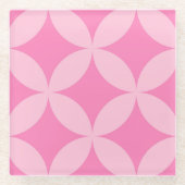 Retro Mid Century Pink Geometric Christmas ガラスコースター (正面)