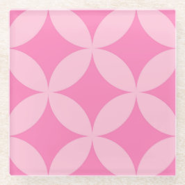 Retro Mid Century Pink Geometric Christmas ガラスコースター