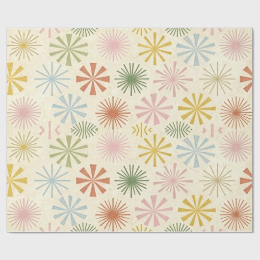 Retro Mid-Century Starburst Pattern Wrapping Paper ラッピングペーパー (フラット)