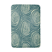 Retro Mid Century Teal and Cream Abstract Swirl バスマット (正面縦)