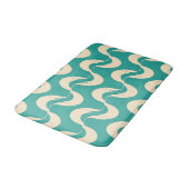 Retro Mid Century Wavy Pattern Teal and Cream バスマット (アングル)