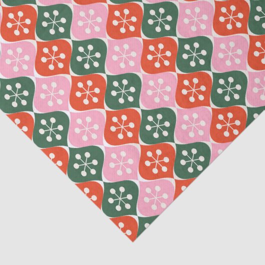 Retro Mid Mod Atomic Pattern Pink Green Christmas 薄葉紙 (詳細)