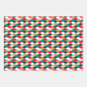 Retro Midcentury Harlequin Diamond Christmas Color ラッピングペーパーシート (正面)