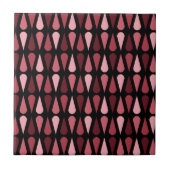 Retro Midcentury Teardrops Black Red タイル (正面)