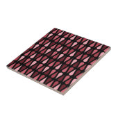 Retro Midcentury Teardrops Black Red タイル (側面)