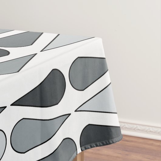 Retro Midcentury Teardrops Gray テーブルクロス (インサイチュ)