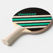 Retro Midnight Mint Angled Striping with Name 卓球ラケット (正面アングル)