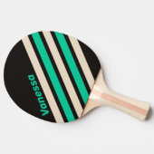 Retro Midnight Mint Angled Striping with Name 卓球ラケット (横)