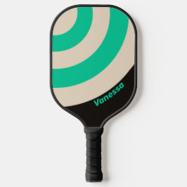 Retro Midnight Mint Circle Stripe with Name ピックルボールラケット