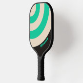Retro Midnight Mint Circle Stripe with Name ピックルボールラケット (左)