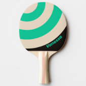 Retro Midnight Mint Circle Stripe with Name Ping 卓球ラケット (裏面)