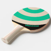 Retro Midnight Mint Circle Stripe with Name Ping 卓球ラケット (正面アングル)