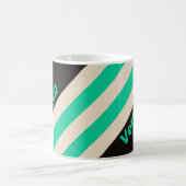 Retro Midnight Mint Stripes with Name コーヒーマグカップ (中央)