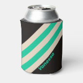 Retro Midnight Mint Stripes with Name 缶クーラー (缶裏面)