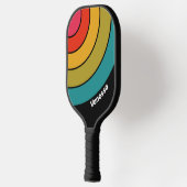 Retro Midnight Rainbow Circle Stripe with Name ピックルボールラケット (左)