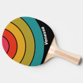 Retro Midnight Rainbow Circle Stripe with Name 卓球ラケット (横)