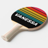 Retro Midnight Rainbow Horizon Striping with Name 卓球ラケット (正面アングル)
