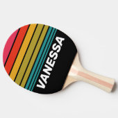 Retro Midnight Rainbow Horizon Striping with Name 卓球ラケット (横)