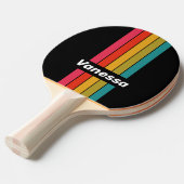 Retro Midnight Rainbow Pin Striped with Name 卓球ラケット (正面アングル)