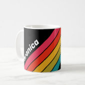 Retro Midnight Rainbow Striped with Name コーヒーマグカップ (正面左)