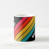 Retro Midnight Rainbow Striped with Name コーヒーマグカップ (中央)