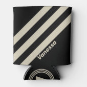 Retro Midnight Three Stripes with Name 缶クーラー (正面)