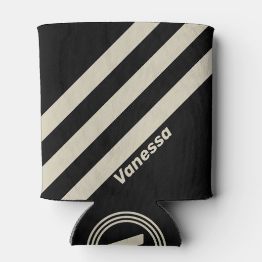 Retro Midnight Three Stripes with Name 缶クーラー (裏面)