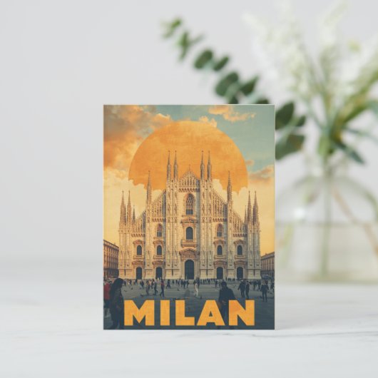 Retro Milan Cathedral ポストカード (スタンド正面)