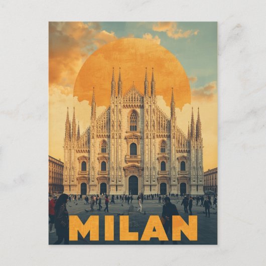 Retro Milan Cathedral ポストカード (正面)
