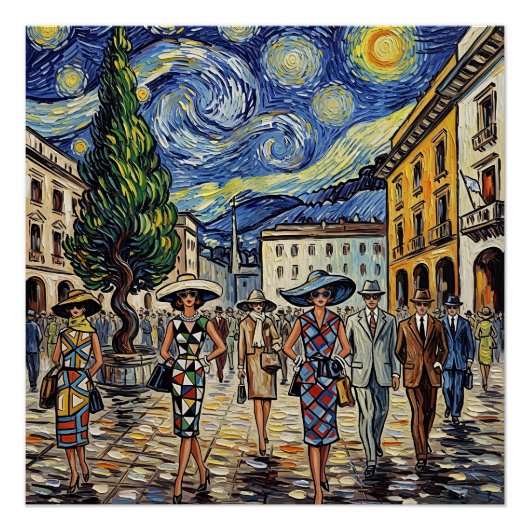 Retro Milan Fashion Scene ポスター (正面)