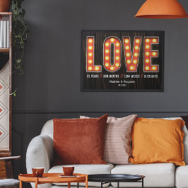 Retro Milestone 25th Anniversary Personalized Love ポスター