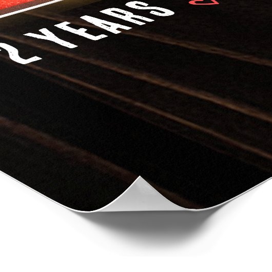 Retro Milestone 2nd Anniversary Personalized Love ポスター (角)