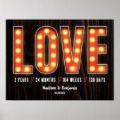 Retro Milestone 2nd Anniversary Personalized Love ポスター (正面)