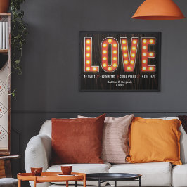 Retro Milestone 40th Anniversary Personalized Love ポスター