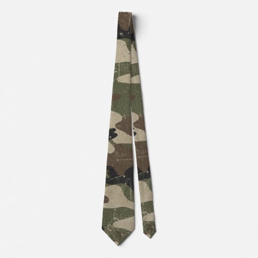 Retro Military Camouflage Pattern ネクタイ (正面)