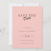 Retro Minimal Blush Pink Save The Date Wedding 招待状 (正面)