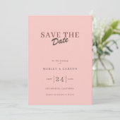 Retro Minimal Blush Pink Save The Date Wedding 招待状 (スタンド正面)
