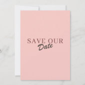 Retro Minimal Blush Pink Save The Date Wedding 招待状 (裏面)