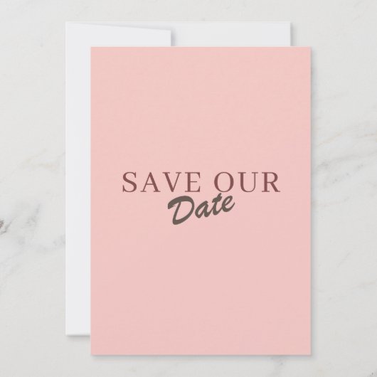 Retro Minimal Blush Pink Save The Date Wedding 招待状 (裏面)