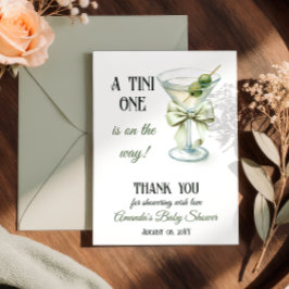 Retro Minimalist A Tini One Martini Baby Shower サンキューカード