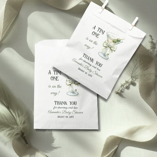 Retro Minimalist A Tini One Martini Baby Shower フェイバーバッグ