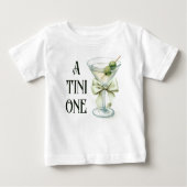 Retro Minimalist A Tini One Martini Baby Shower ベビーTシャツ (正面)