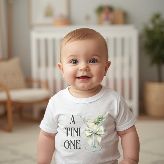 Retro Minimalist A Tini One Martini Baby Shower ベビーTシャツ