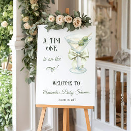 Retro Minimalist A Tini One Martini Baby Shower ポスター