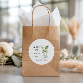 Retro Minimalist A Tini One Martini Baby Shower ラウンドシール