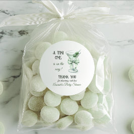 Retro Minimalist A Tini One Martini Baby Shower ラウンドシール