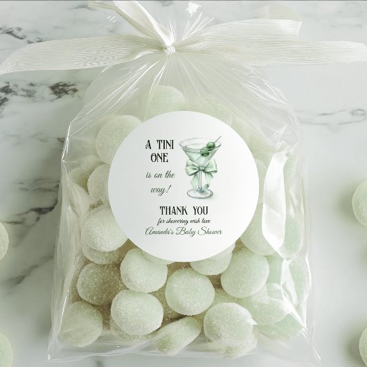 Retro Minimalist A Tini One Martini Baby Shower ラウンドシール