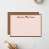 Retro Minimalist Blush Pink Brown ノートカード (正面/裏面インサイチュ)