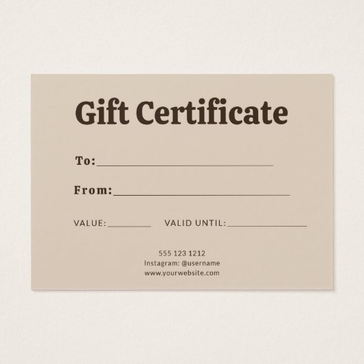 Retro Minimalist Brown Beige Certificate (裏面)