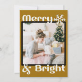 Retro Minimalist Brown Snowflake Christmas Photo シーズンカード (正面)